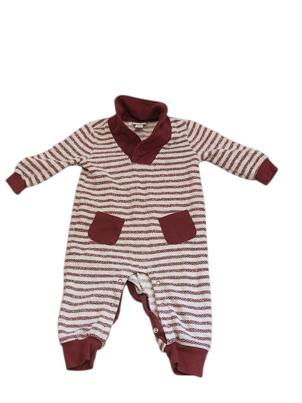 Cat & Jack Baby Onesie Romper 6–9 Months Burgundy Stripe Long Sleeve